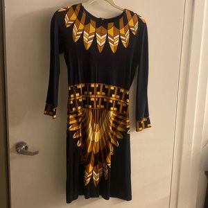 Tory Burch, silk, long sleeve, below the knee almost never worn fitted dress.